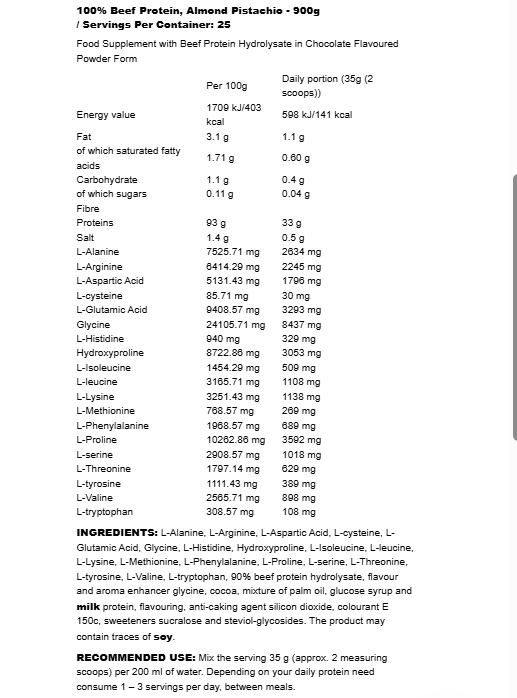 Nutrend - 100% Hovädzí Proteín, Čokoláda s Lieskovými Orieškami - 900g – Obrázok 2
