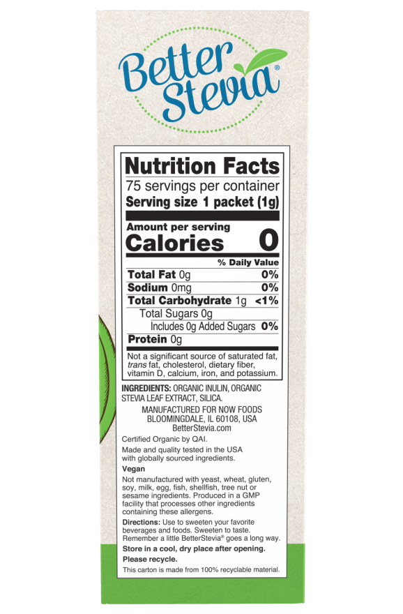 NOW Foods - Lepšia Stevia, organické balíčky - 75 ks – Obrázok 2