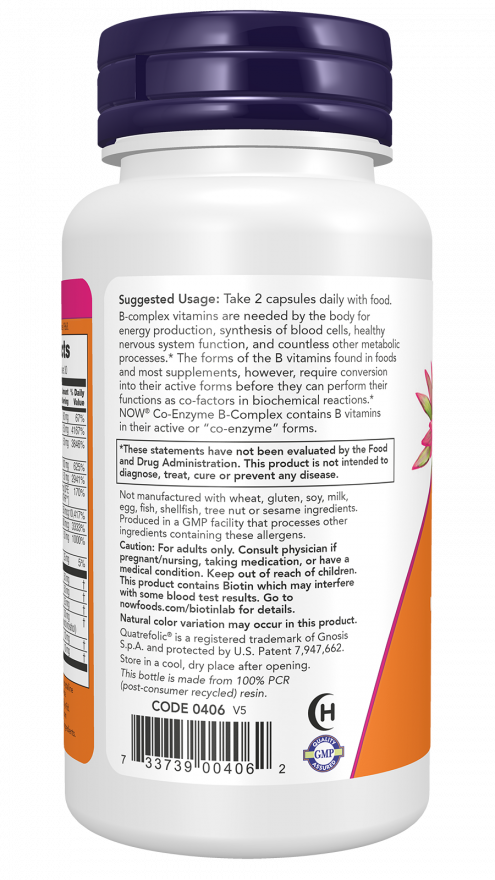 NOW Foods - Koenzýmový B-komplex - 60 kapsúl – Obrázok 3