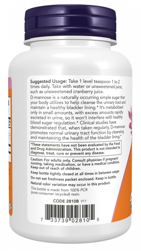 NOW Foods - D-Mannóza, Čistý prášok - 85g – Obrázok 2