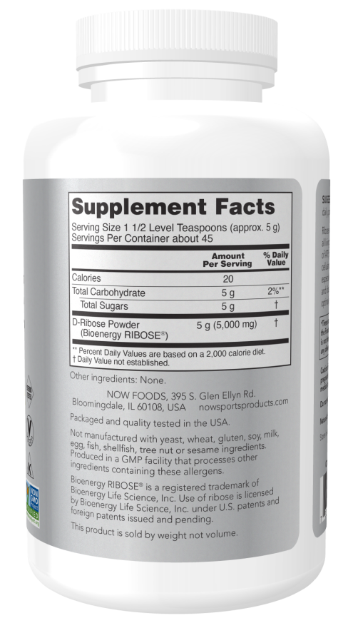 NOW Foods – D-Ribóza, prášok – 227g – Obrázok 2