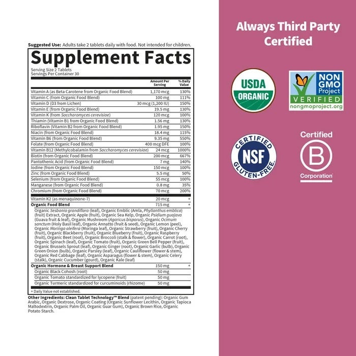 Mykind Organics - Multivitamín pre ženy nad 40 rokov, 120 vegánskych tabliet - Billede 2