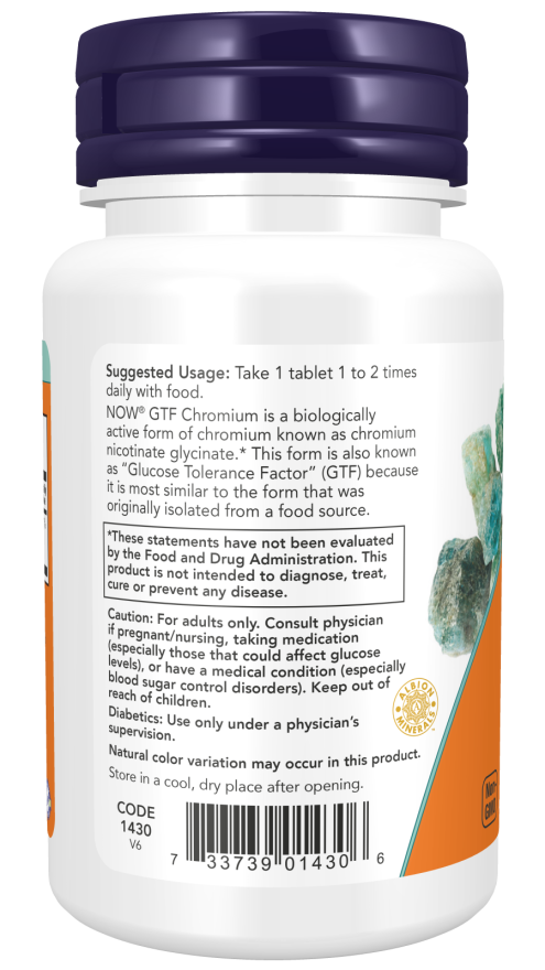 NOW Foods - GTF Chróm, 200 mcg - 250 tabliet – Obrázok 3