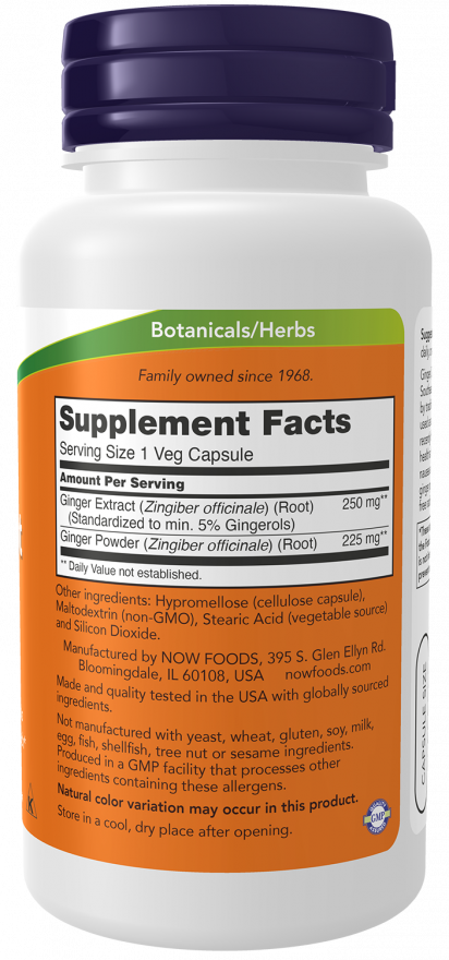 NOW Foods – Extrakt z koreňa zázvoru, 250 mg - 90 kapsúl – Obrázok 2