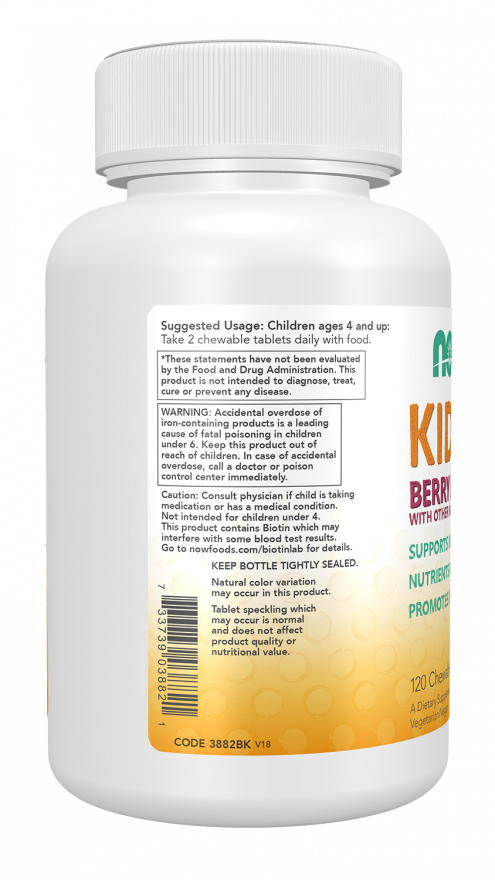 NOW Foods - Detské vitamíny, Berry Blast - 120 žuvacích tabliet – Obrázok 4