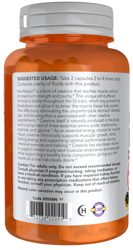 NOW Foods - Kre-Alkalyn Kreatin, 240 kapsúl – Obrázok 3