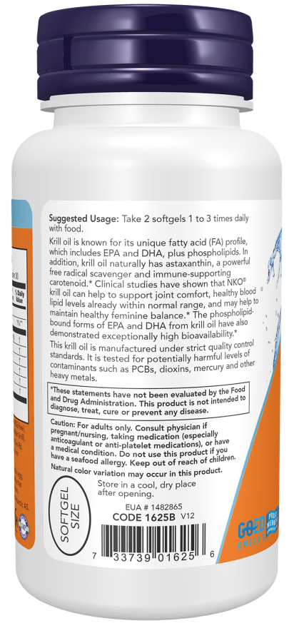 NOW Foods – Krillový olej, 500 mg - 60 mäkkých kapsúl – Obrázok 3