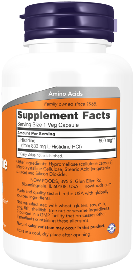 NOW Foods - L-Histidín 600 mg, 60 kapsúl – Obrázok 2