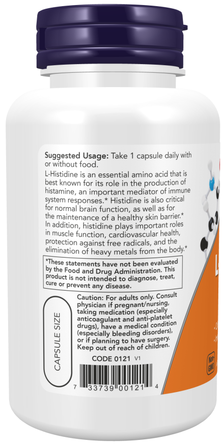 NOW Foods - L-Histidín 600 mg, 60 kapsúl – Obrázok 3