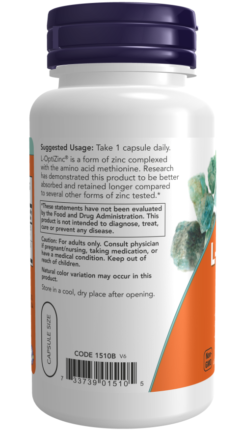 NOW Foods - L-OptiZinc, 30 mg - 100 kapsúl – Obrázok 3
