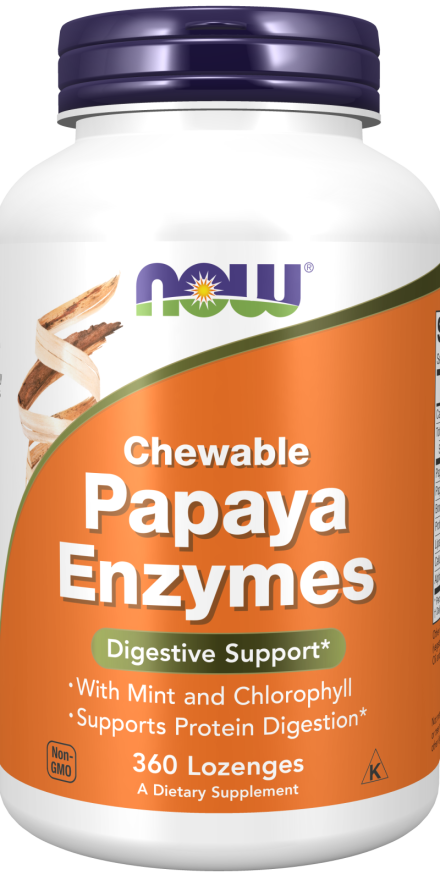 NOW Foods - Papaya Enzyme, Žuvacie tablety - 360 pastiliek – Obrázok 4