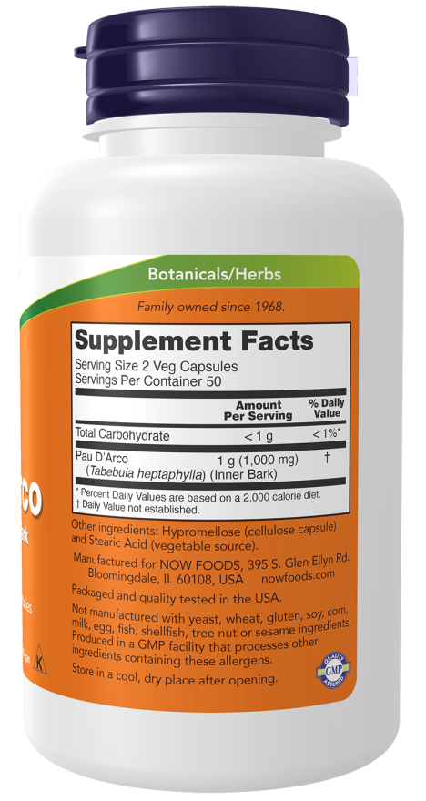 NOW Foods - Pau D'Arco 500 mg, 250 kapsúl – Obrázok 2