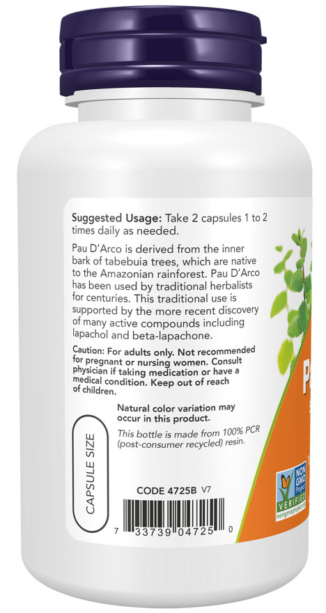 NOW Foods - Pau D'Arco 500 mg, 250 kapsúl – Obrázok 3