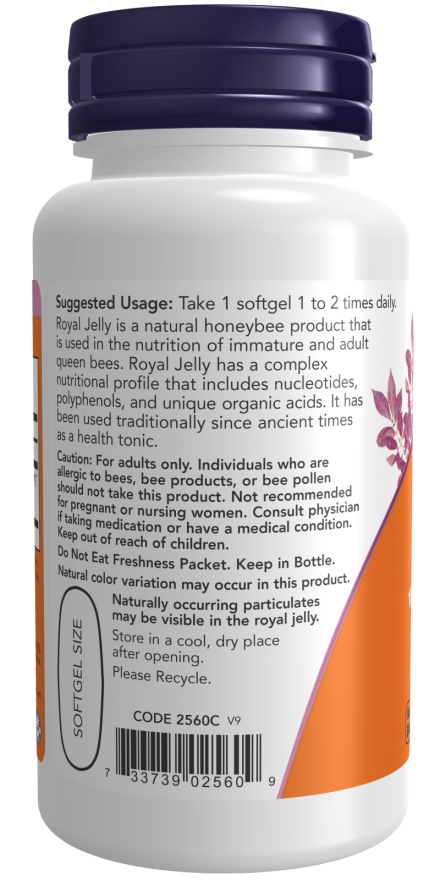 NOW Foods – Kráľovská želé, ekvivalent 1000 mg - 60 mäkkých kapsúl – Obrázok 3