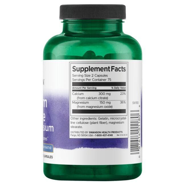 Swanson - Citrát vápenatý plus horčík 150 kapsúl - Billede 2