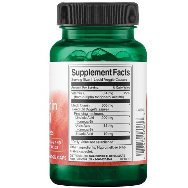 Swanson - Olej z čierneho kmínu 500 mg - 60 mäkkých kapsúl - Billede 2