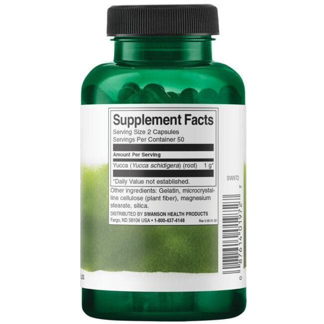 Swanson - Yucca v plnom spektre 500 mg, 100 kapsúl – Obrázok 2