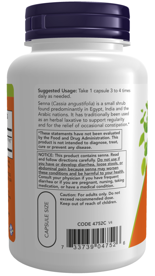 NOW Foods – Sennový list 470 mg, 100 kapsúl – Obrázok 3