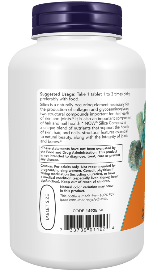 NOW Foods - Komplex kremíka s výťažkom z prasličky, 180 tabliet – Obrázok 3