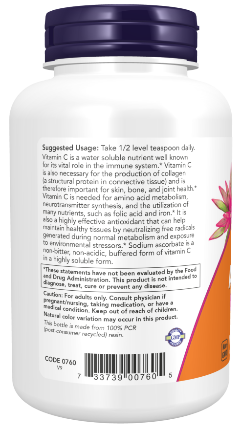 NOW Foods – Natriumaskorban, pufrujúci prášok – 227g – Obrázok 3