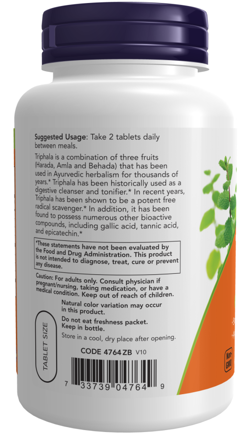 NOW Foods – Triphala, 500 mg, 120 tabliet – Obrázok 3