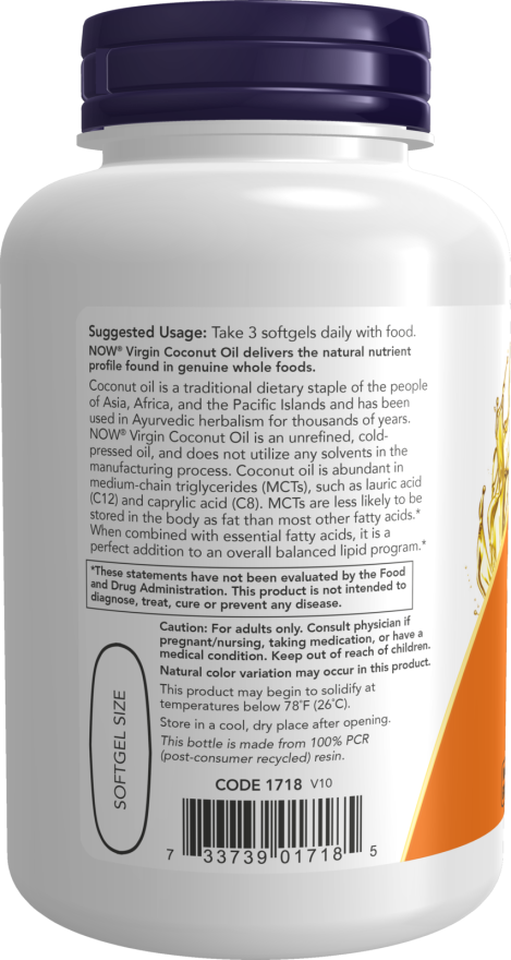 NOW Foods – Panenský kokosový olej, 1000mg - 120 mäkkých kapsúl – Obrázok 3