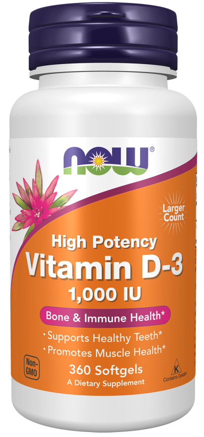 NOW Foods - Vitamín D-3, 1000 IU - 360 mäkkých kapsúl – Obrázok 4