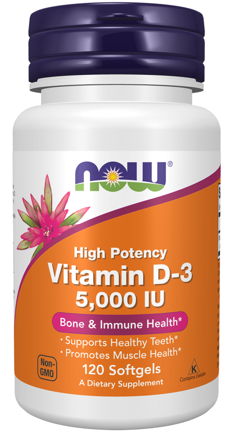 NOW Foods - Vitamín D-3, 5000 IU - 30 mäkkých kapsúl – Obrázok 4