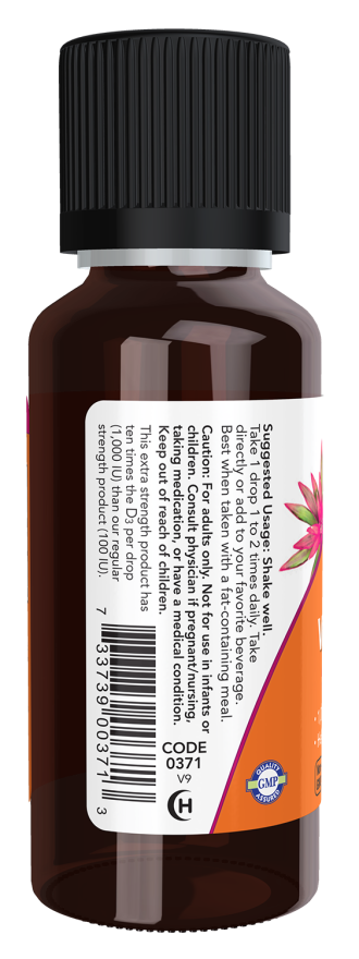 NOW Foods – Vitamín D-3 v kvapalnej forme, 1000 IU (extra silný) - 30 ml – Obrázok 3