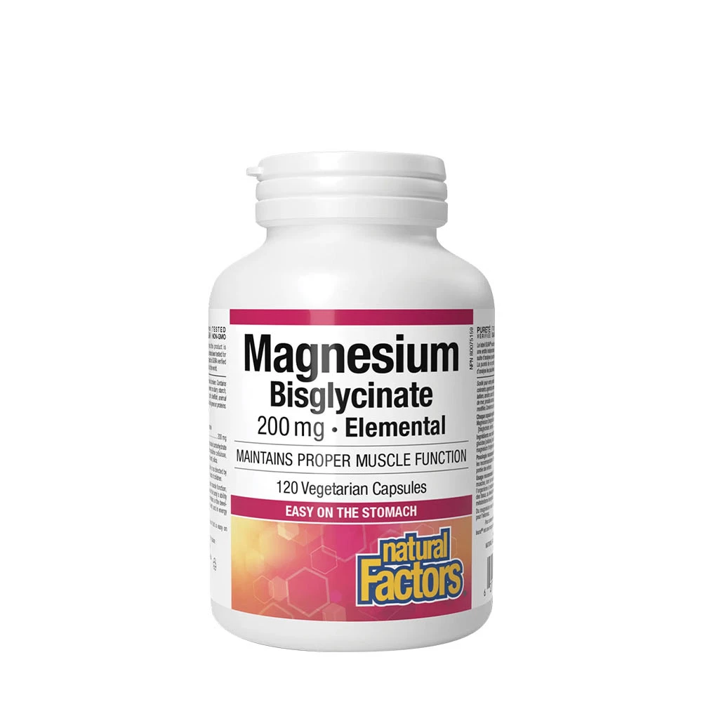 Natural Factors Magnesium Bisglycinate Pure 200 mg (120 Capsules)