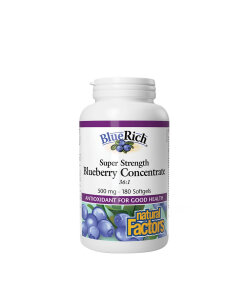 Natural Factors Super Strength Blueberry Concentrate 500 mg (180 Softgels)