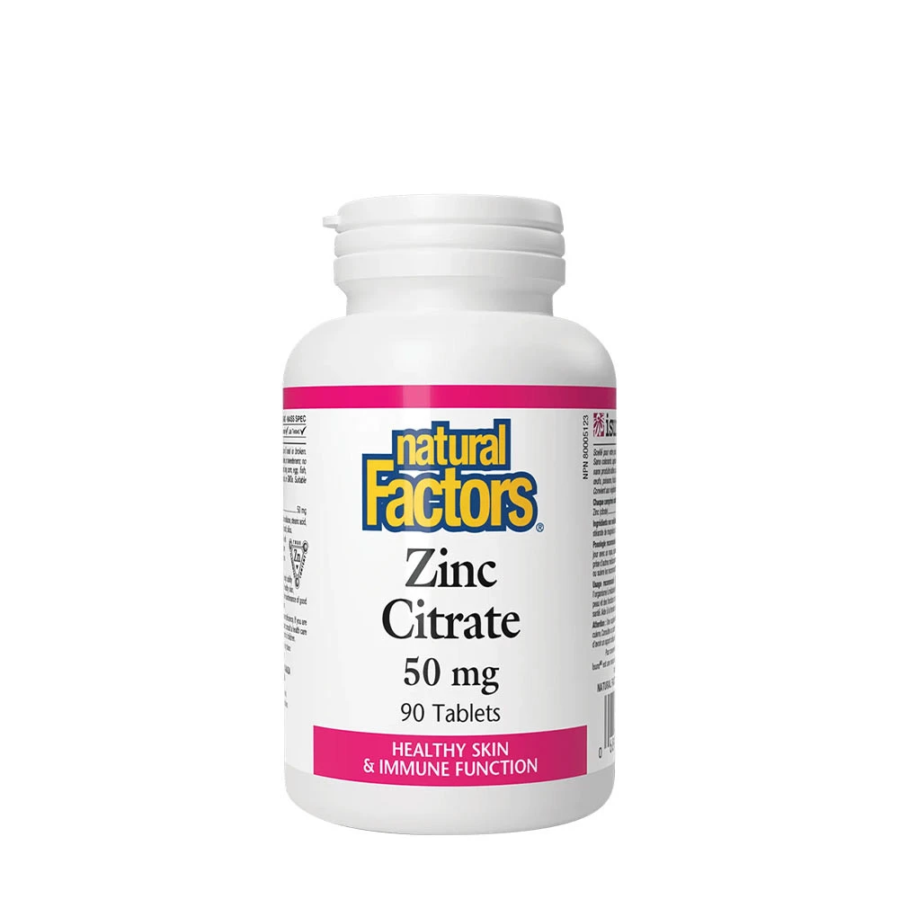 Natural Factors Zinc Citrate 50 mg (90 Tablets)