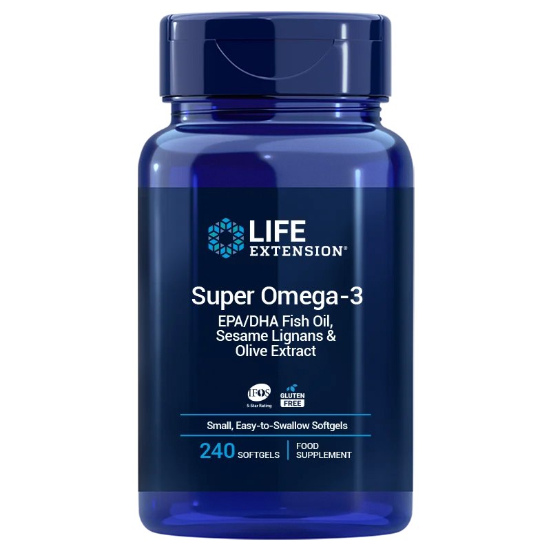 LIFE EXTENSION Super Omega-3 EPA/DHA with Sesame Lignans & Olive Extract EU version (240 easy-to-swallow sgels)